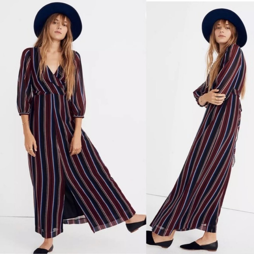 Madewell Wrap-Around Maxi Dress in Stockdale Stripe